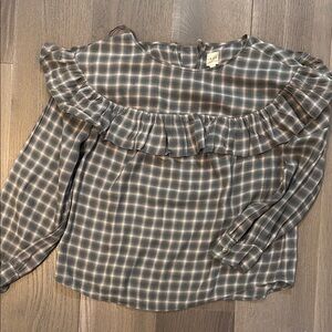 Stylish Gray Plaid Women's Top
